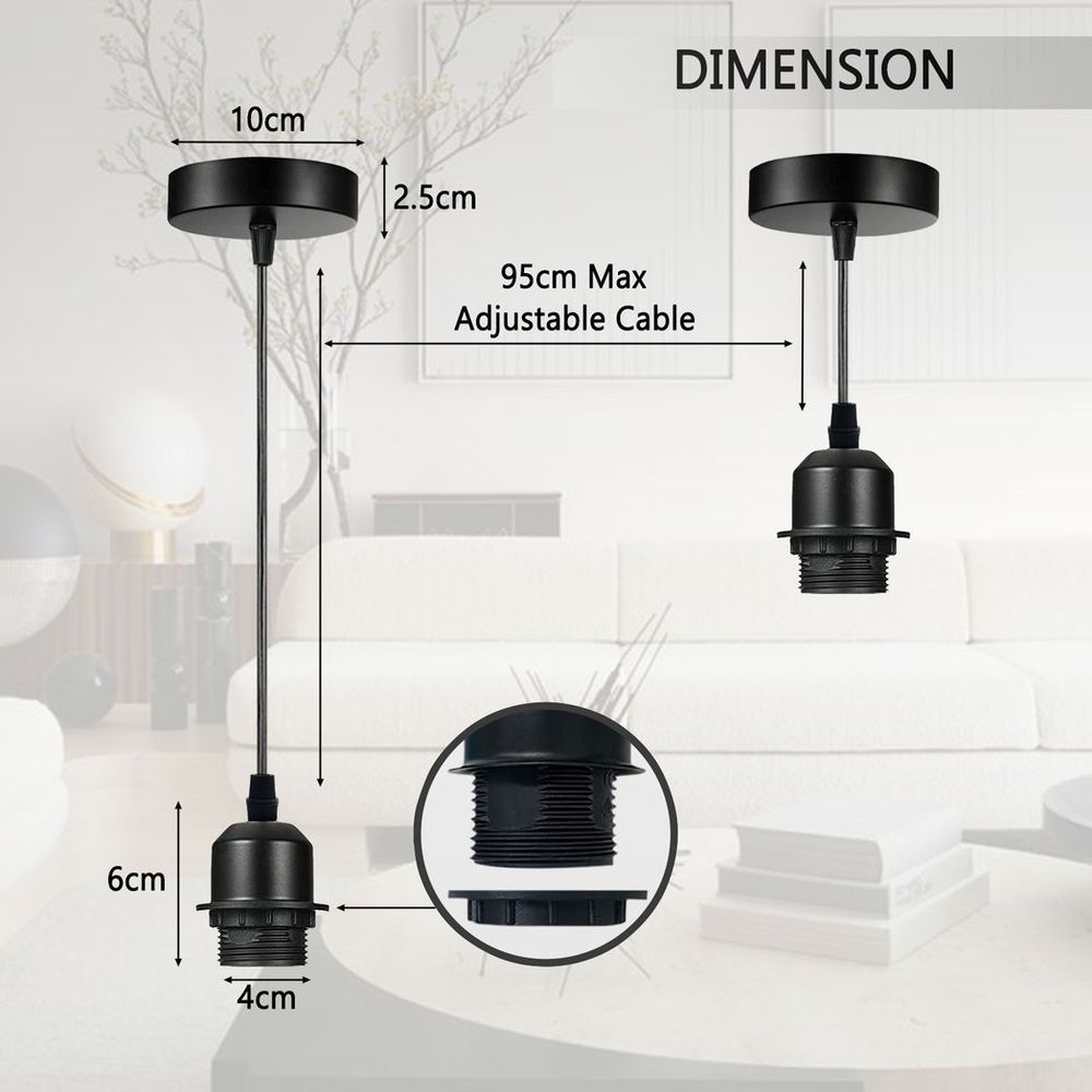 10 Pack Industrial French Gold Pendant Light Kit - Stylish, Quality, Easy to Install - for Adding Lampshades - Dimmable