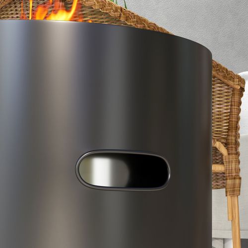 Fire Pit, Round Metal Bonfire Stove with Poker, Black