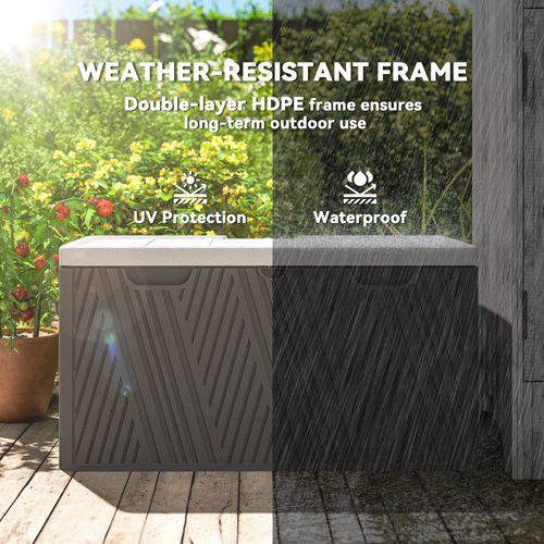 380L Garden Storage Box Waterproof Outdoor Storage Box Wood Effect