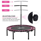 45” Round Mini Fitness Trampoline Rebounder Indoor Outdoor Mini Jumper with Adjustable Handle - Pink