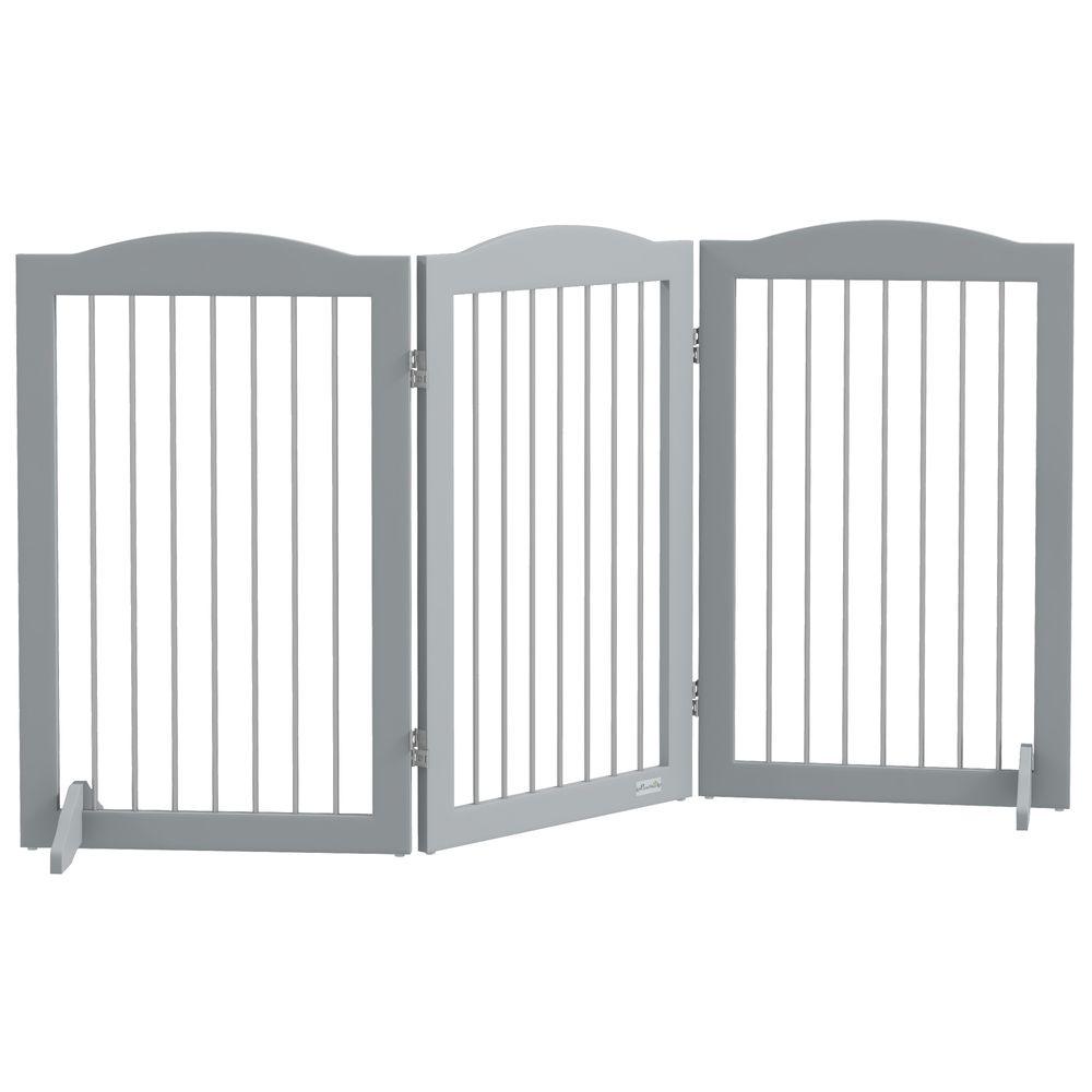Dog Gate - Foldable & Freestanding - Grey