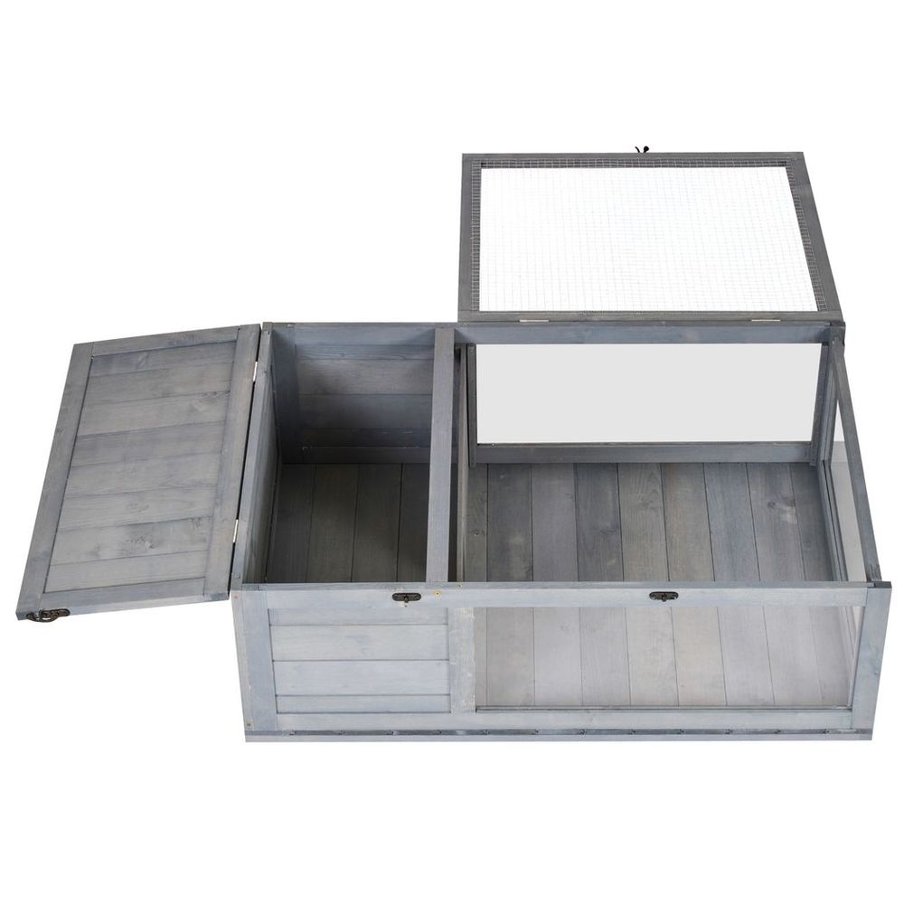 Tortoise House with Mesh Roof - Small Reptile Wooden Grey House