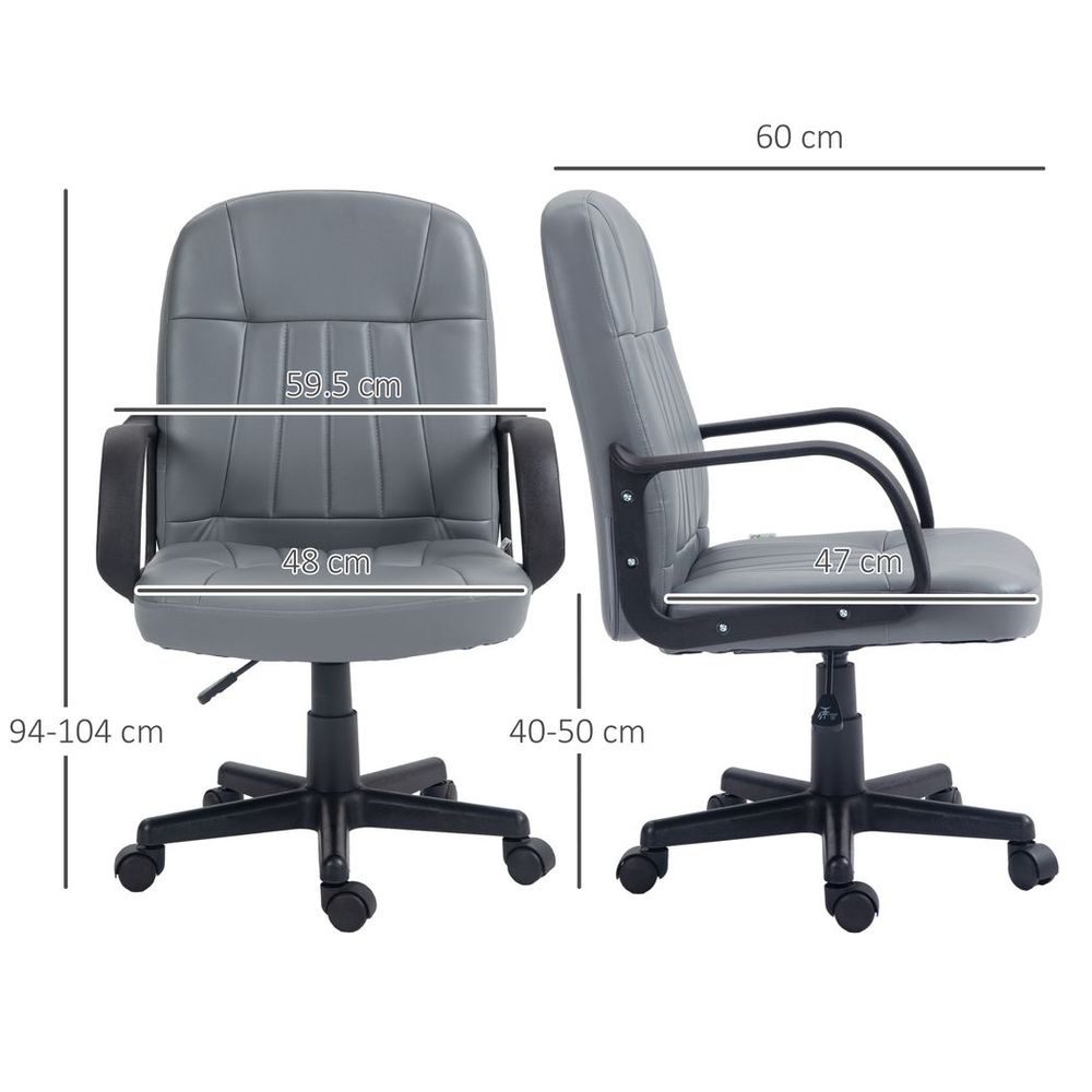 PU Leather Office Chair: Swivel, Mid-Back, Grey - for Stylish and Comfortable Working