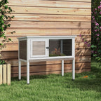 Large Elevated Rabbit Hutch w/ Asphalt Roof & Tray: Outdoor/Indoor Wood Shelter for Small Animals