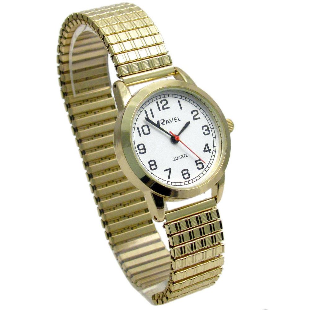 Ladies White Dial Gold Bracelet Watch - Easy Read, Comfort Fit, Bold Numbers