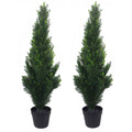 90cm Pair of Artificial Cedar Cypress Topiary UV Resistant