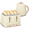 Kettle and Toaster Set in Stylish honeycomb design Beige