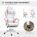Racing Style Gaming Chair with Reclining Function & Footrest - Pink