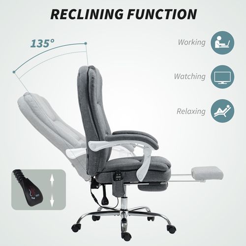 Massage Office Chair, Heated Reclining Desk Chair, Grey