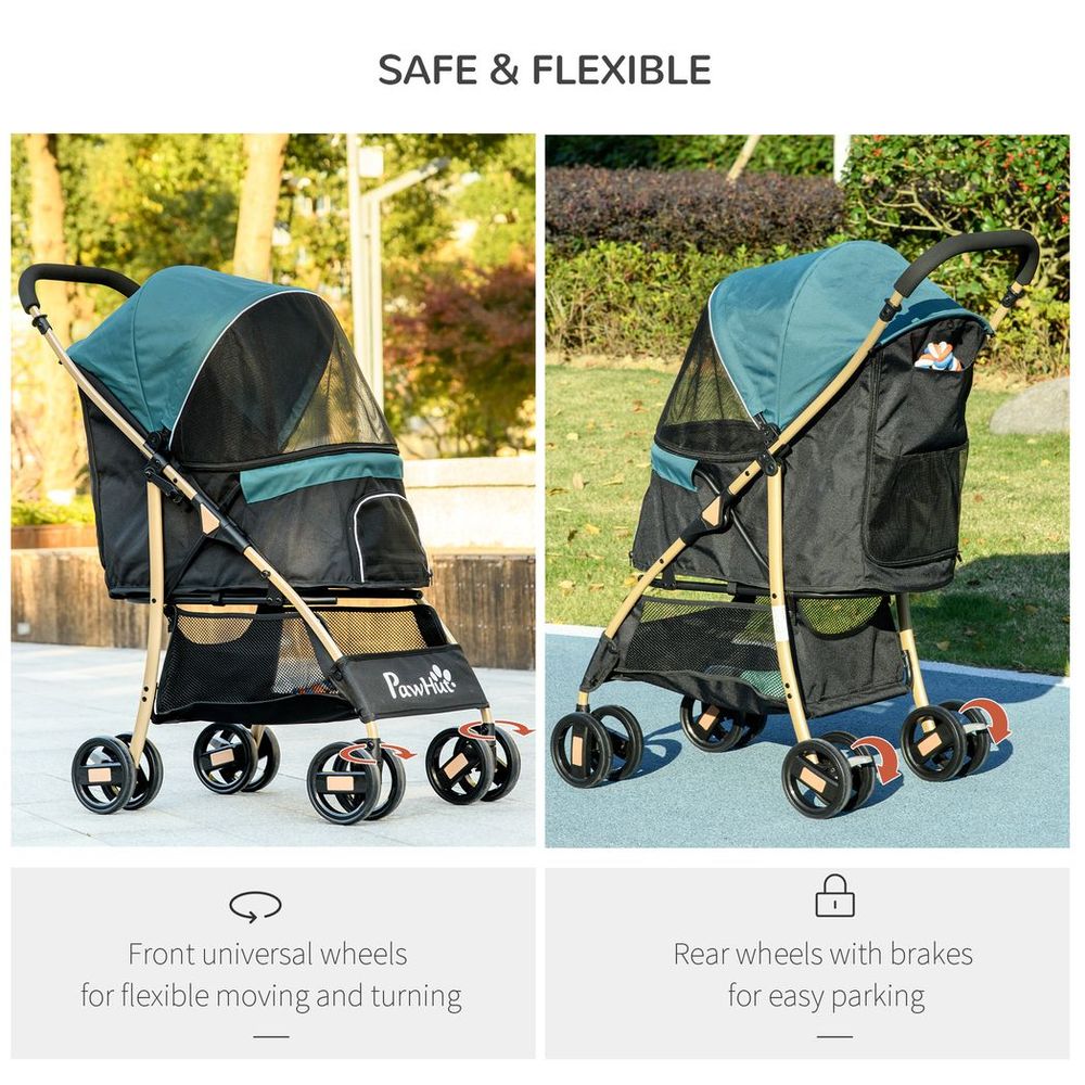 Pet Stroller - XS/S Dogs - Rain Cover - Dark Green
