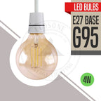 Vintage G95 E27 4W LED Filament Bulb Retro 2700K Warm White Screw Bulb