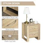 Particle Board 2-Drawer Bedside Table - Natural with Nightstand Details