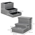 3 Step Dog Steps with Storage Boxes, Cat Stairs for Bed Sofa, Light Grey in Grey
