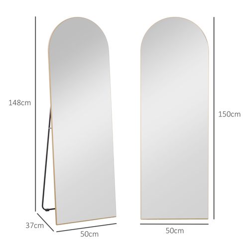 Floor Mirror Wall Mount Leaning Standing Mirror 50 x 150cm Gold Tone