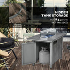 Gas Fire Pit Table - 50,000 BTU Burner, Cover, Glass Screen