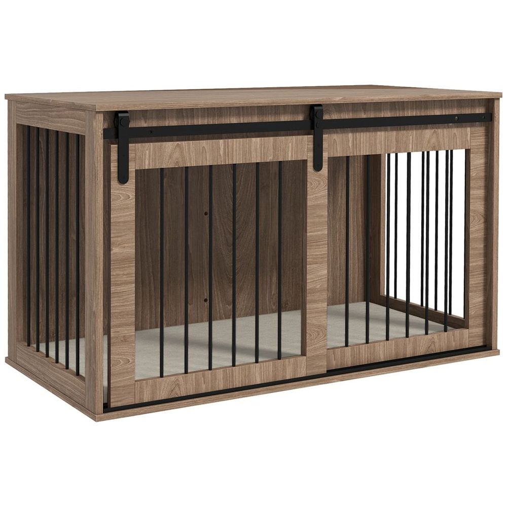 Furniture Dog Crate - Removable Cushion - Large Dogs - Brown