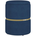 Round Pouffe, Storage Footstool with Cushioned Top, Hidden Space