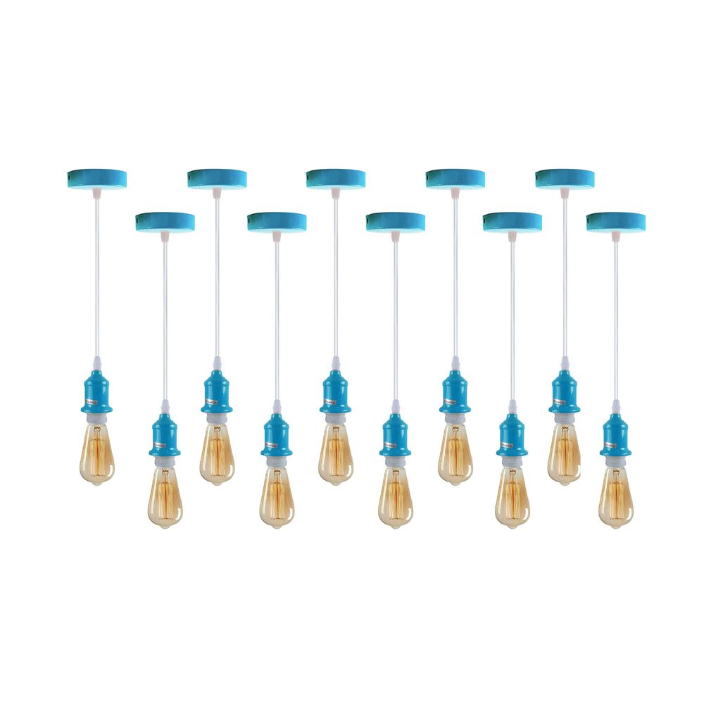 10 Pack Industrial Pendant Light Fitting, lampshade addable E27 Lamp Holder Fitting Set with PVC Cable with Designed Detail