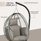 Hanging Swing Chair with Thick Cushion, Patio Hanging Chair, Grey