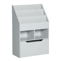 Kids Bookshelf, Toy Box w/ Storage Drawer, Wheels, for Bedroom - Grey