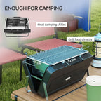 Portable BBQ Grill - Compact Suitcase Design for Camping & Picnic, Black