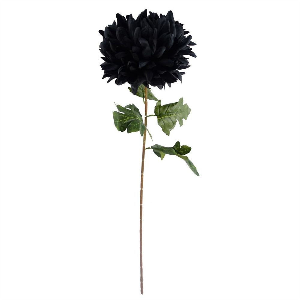 6x Black XL Chrysanthemum - Silk Petals - 75cm
