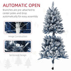 5 Foot Artificial Blue Snow Flocked Christmas Tree with Hinged Branches