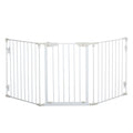 Pet Safety Gate - 3-Panel Metal Fence w/ Door - White