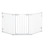Pet Safety Gate - 3-Panel Metal Fence w/ Door - White