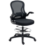 Draughtsman Chair Tall Office Chair w/ Adjustable Footrest Ring Black