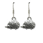 Hedgehog Drop Earrings: Silver Plated, Tibetan Silver Finish, Gift Boxed