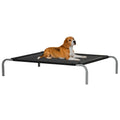 Elevated Pet Bed Cooling Raised Cot Style Bed for Large Medium Sized Dogs with Non-slip Pads Steel Frame Breathable Mesh Fabric, 110 x 75 x 20 cm - Black