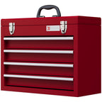 Lockable 4 Drawer Tool Chest with Ball Bearing Slide Drawers Red