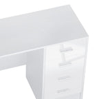 High Gloss 4-Drawer Vanity Desk - White. for Home Office & Study. Spacious Storage & Stylish Design!