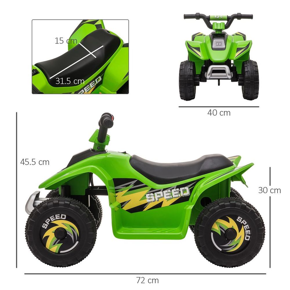 6V Kids Electric Ride on Car - Big Wheels, Green, 18-36 Months