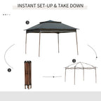 Garden Folding Tent Heavy Duty Pop Up Gazebo for Party Dark Grey