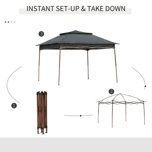 Garden Folding Tent Heavy Duty Pop Up Gazebo for Party Dark Grey