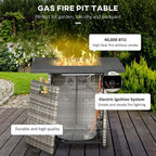 Gas Fire Pit Table w/ Rain Cover, Mesh Lid & Lava Stone, 40,000 BTU