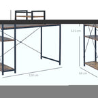 Stylish Computer Desk - 4-Tier Bookshelf - Home Office - Space-Saving - Multifunctional