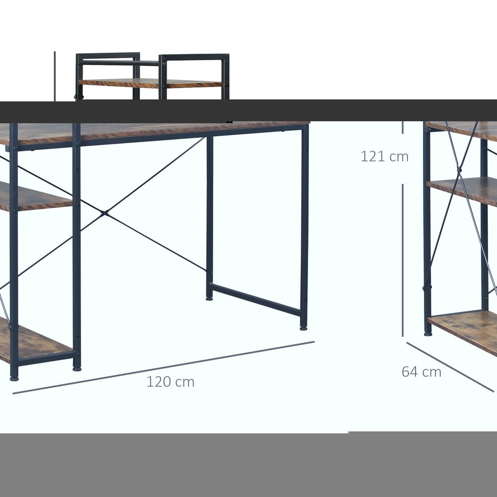 Stylish Computer Desk - 4-Tier Bookshelf - Home Office - Space-Saving - Multifunctional