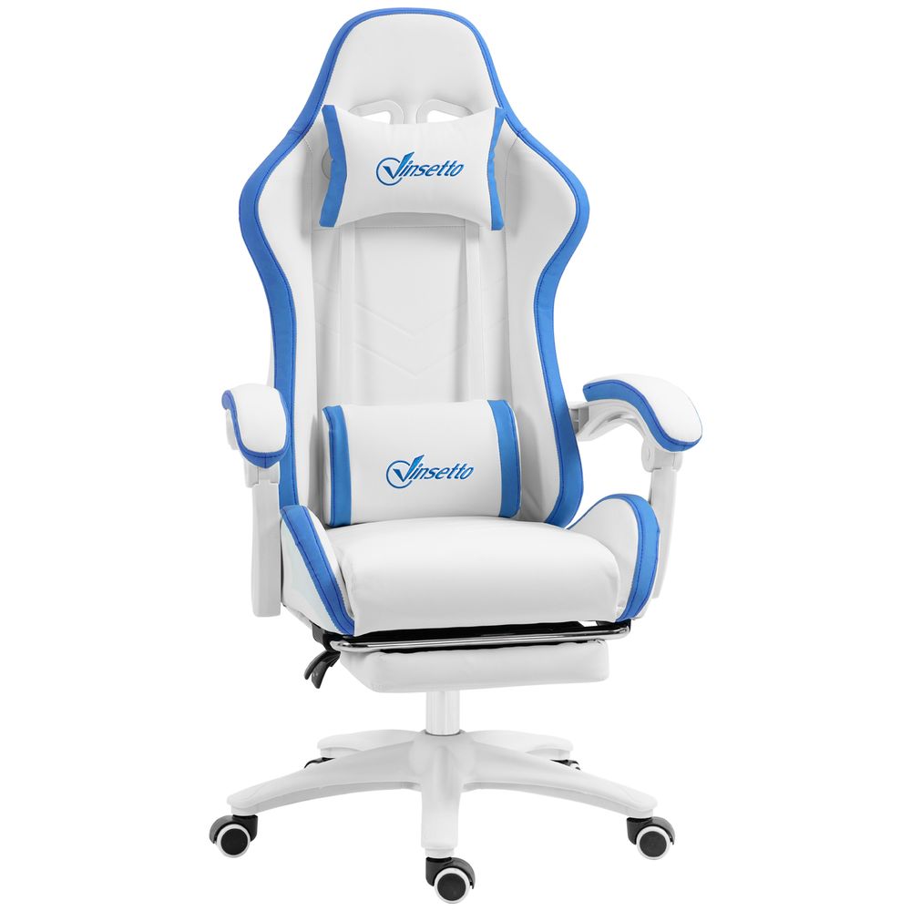 Racing Style Gaming Chair with Reclining Function Footrest, Blue in Blue