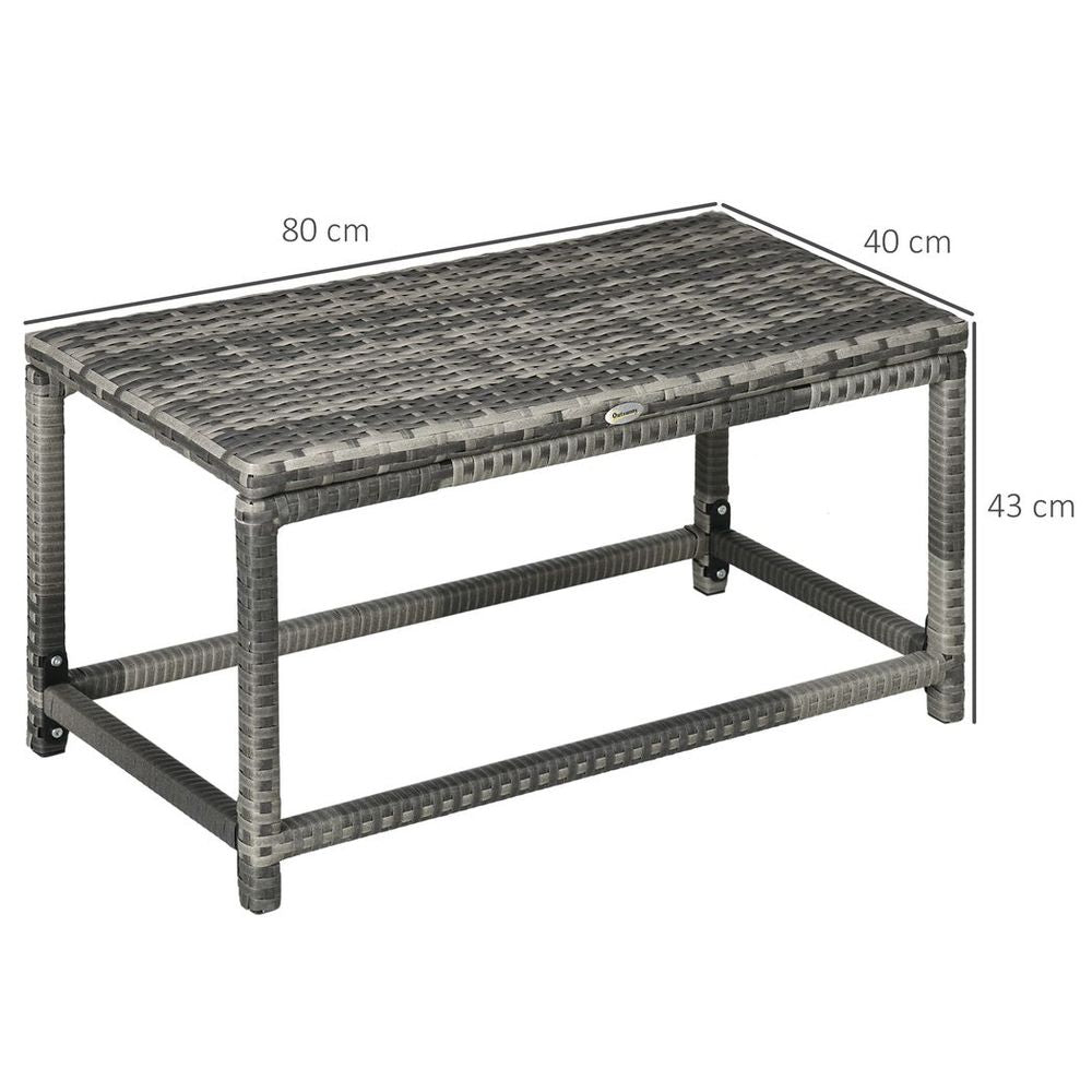 Grey Outdoor Coffee Table - Durable Rattan Top, Sturdy Steel Frame, Spacious Design, Easy Assembly