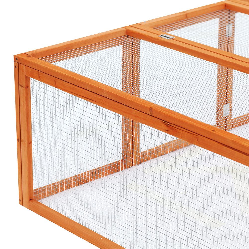 6ft Outdoor Wooden Rabbit Hutch Cage with Wire Mesh Safety Run and Play Space
