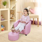 Kids Mini Sofa Children Armchair with Ottoman for Bedroom Playroom Pink
