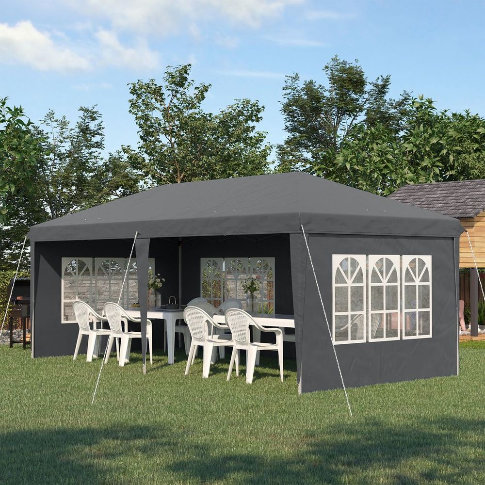 3 x 6m Heavy Duty Gazebo Marquee Party Tent with Storage Bag Grey