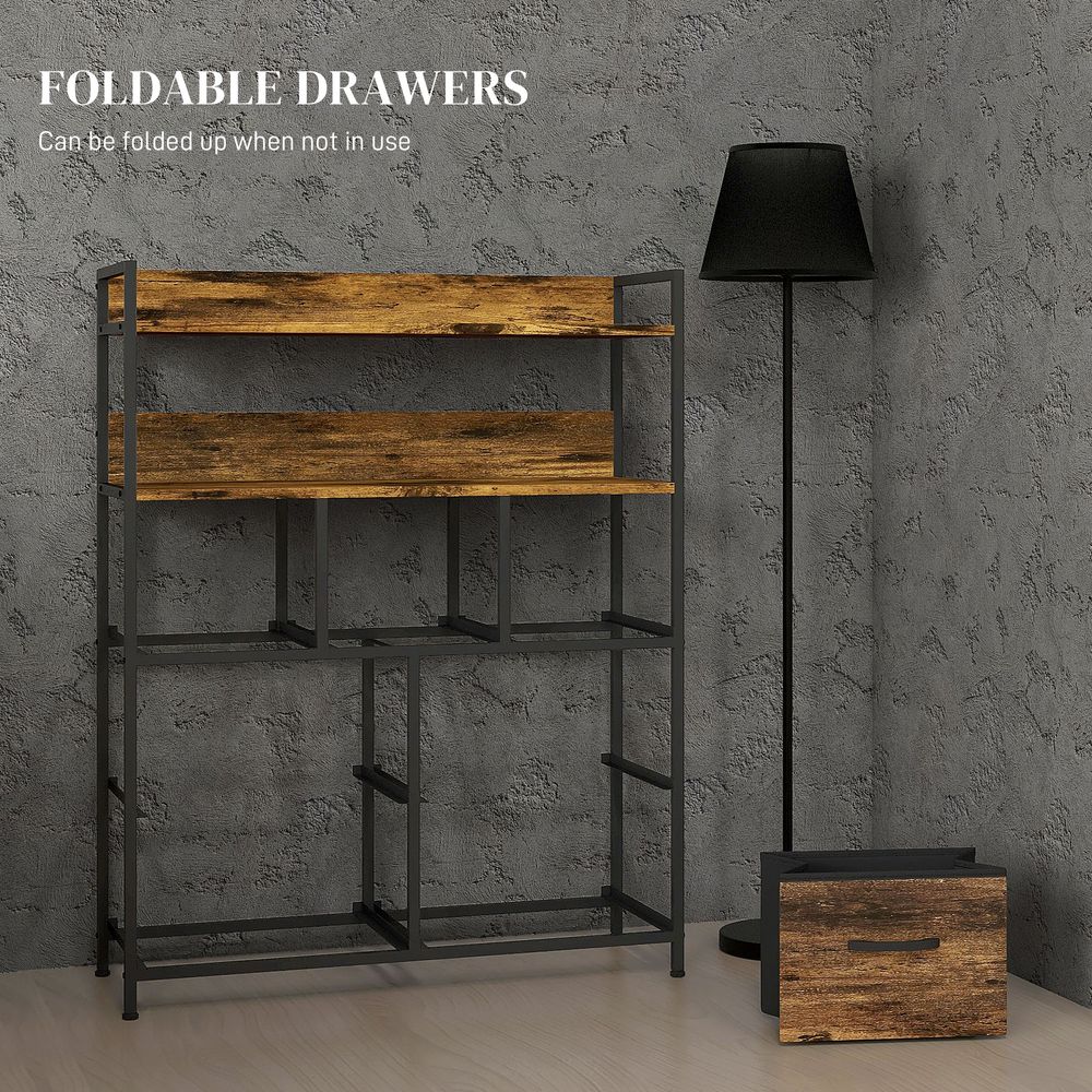 Bedroom Chest of Drawers 7 Drawer Dresser w/ Shelves, Rustic Brown