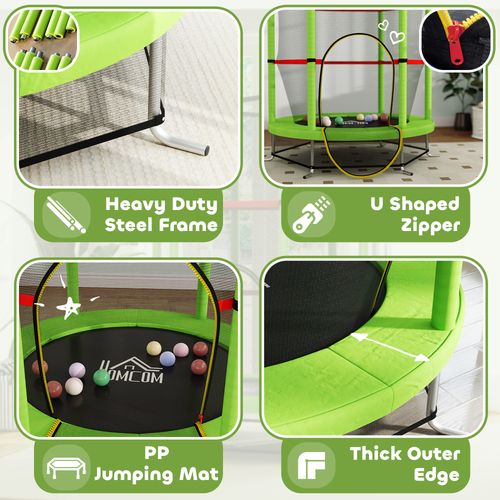 Kids Trampoline Mini Bouncer w/ Enclosure Net for 3-6 Years Green