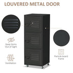 Rolling Storage Cabinet 3-Tier Mobile File Cabinet with Wheels & Metal Doors for Home Office, Living Room, Black