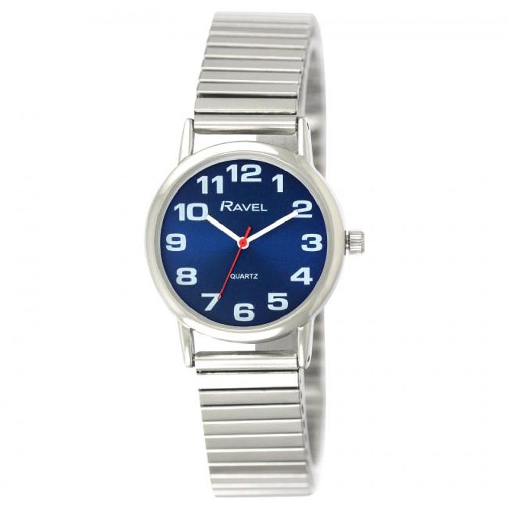Ladies Blue Dial Silver Expander Bracelet Watch