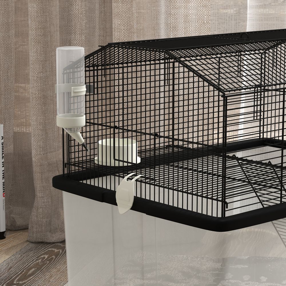 2-Tier Hamster Cage w/ Food Dish & Ramp - Spacious & Stylish Home for Your Small Pets
